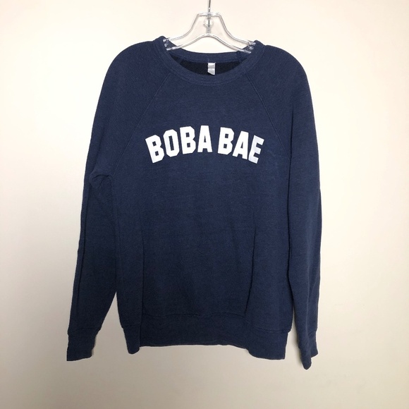Bella Canvas Tops - Boba Bae Navy Blue Sweatshirt from Boba Guys